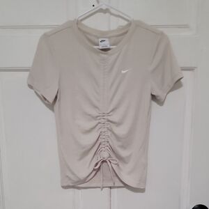Nike Cream Ruched Tie Front Tee